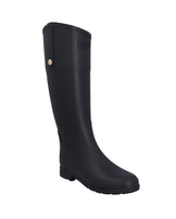 Women's Refined Gold Trim Riding Boot Black
