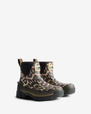 Women's GANNI X Hunter Balmoral Ankle Boot Leopard Print/Black