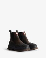 Mens Chelsea Duck Boot Distressed Black/Chocolate Brown