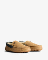 Men's Moccassin Slipper Tartan Collar Natural