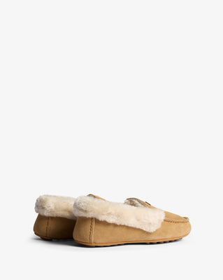 Women's Moccasin Slipper Sherpa Collar Natural