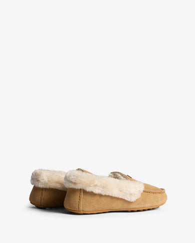 Women's Moccasin Slipper Sherpa Collar Natural