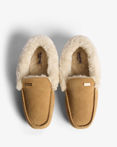 Women's Moccasin Slipper Sherpa Collar Natural
