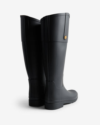 Women's Refined Gold Trim Riding Boot Black
