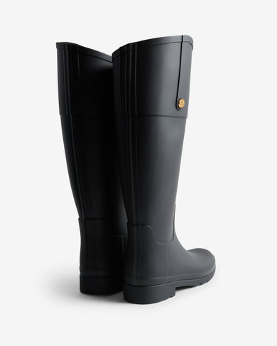 Women's Refined Gold Trim Riding Boot Black