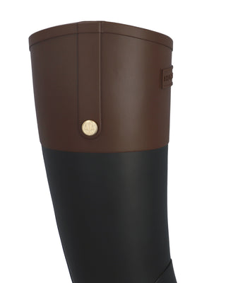Women's Refined Gold Trim Riding Boot Black/Brown Bolt