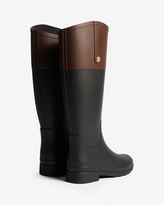 Women's Refined Gold Trim Riding Boot Black/Brown Bolt
