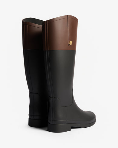 Women's Refined Gold Trim Riding Boot Black/Brown Bolt