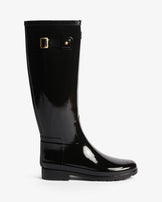 Women's Refined Gold Trim Tall Gloss Boot Black