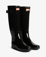 Women's Refined Gold Trim Tall Gloss Boot Black