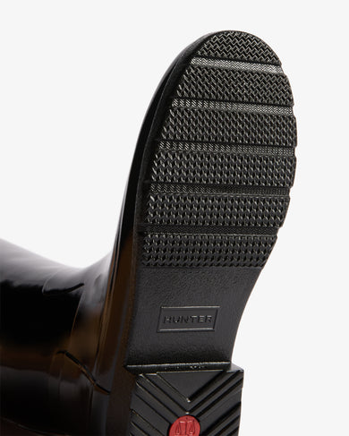 Women's Refined Gold Trim Tall Gloss Boot Black