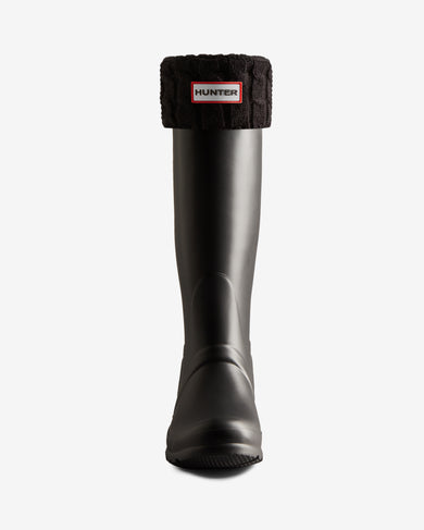 6 Stitch Cable Tall Boot Sock Black