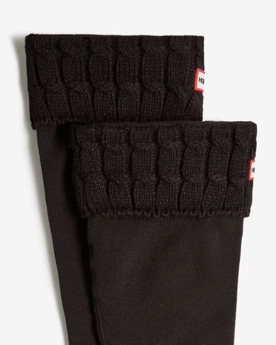 6 Stitch Cable Tall Boot Sock Black