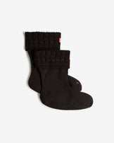 6 Stitch Cable Short Boot Sock Black