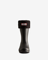 6 Stitch Cable Short Boot Sock Black
