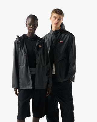 Unisex Downpour Izzy Pu Hooded Jacket Black