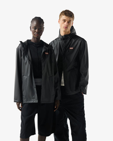 Unisex Downpour Izzy Pu Hooded Jacket Black