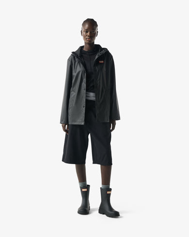 Unisex Downpour Izzy Pu Hooded Jacket Black