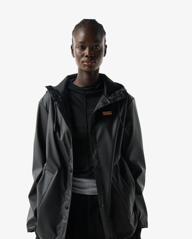 Unisex Downpour Izzy Pu Hooded Jacket Black