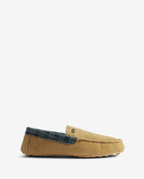 Men's Moccassin Slipper Tartan Collar Natural