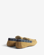 Men's Moccassin Slipper Tartan Collar Natural