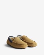 Men's Moccassin Slipper Tartan Collar Natural