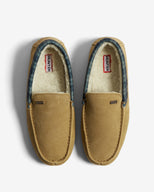 Men's Moccassin Slipper Tartan Collar Natural