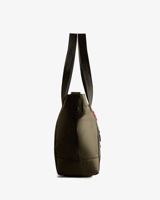 Nylon Midi Topclip Tote Dark Olive