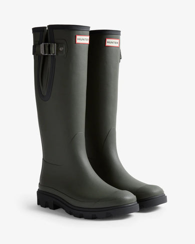 Unisex Downpour Adjustable Boot Dark Olive/Black