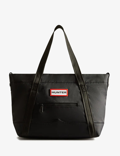 Nylon Midi Topclip Tote Black