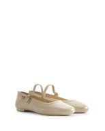 Women's Refined Mary Jane Buckle Ballerina Gloss Canvas Cream