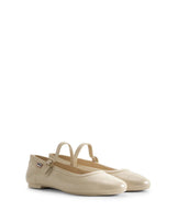 Women's Refined Mary Jane Buckle Ballerina Gloss Canvas Cream