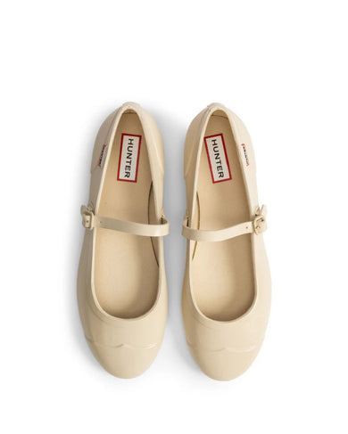 Women's Refined Mary Jane Buckle Ballerina Gloss Canvas Cream